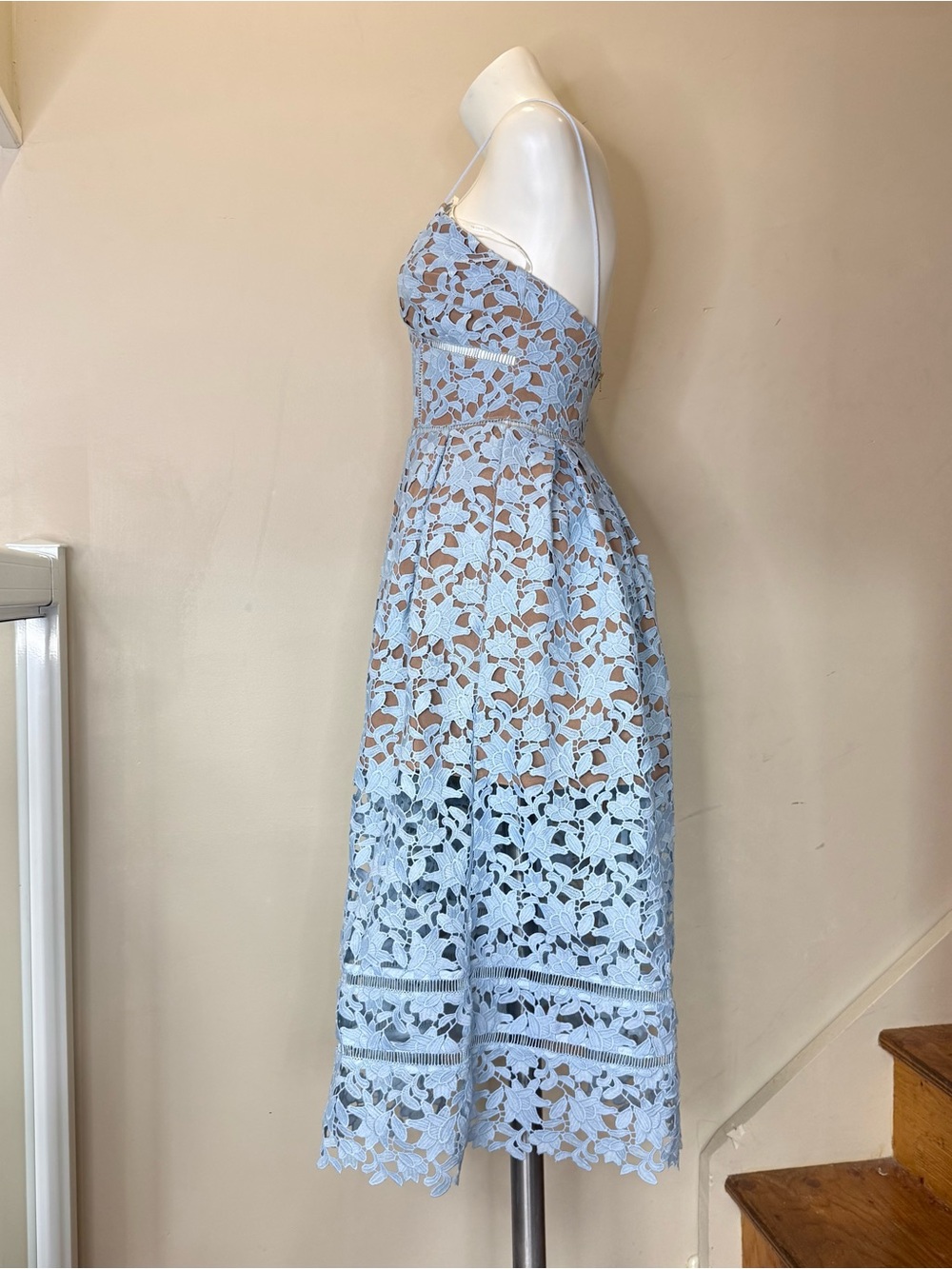 SELF-PORTRAIT Azalea Light Blue Guipure Lace Dress size 4 - Picture 7 of 17